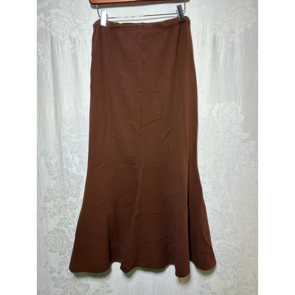 Oh My Gauze! Trumpet Skirt 1 Small Medium Brown Maxi 100% Cotton Flare - Picture 5 of 7